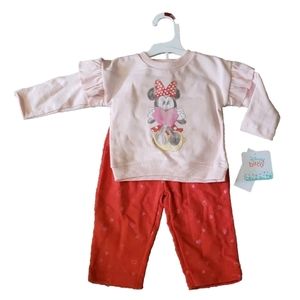 Disney Baby Minnie Mouse Valentine's Day 2 Piece Set Size 3-6 Months NEW